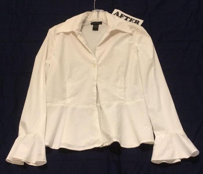 White dress shirt cleaned of all soot